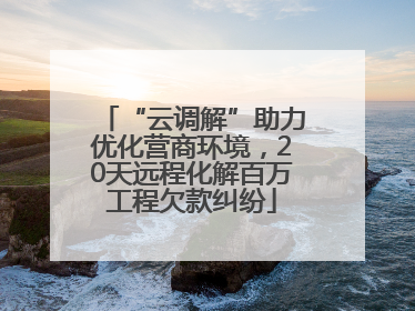 “云调解”助力优化营商环境，20天远程化解百万工程欠款纠纷