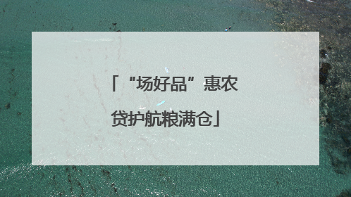 “场好品”惠农贷护航粮满仓