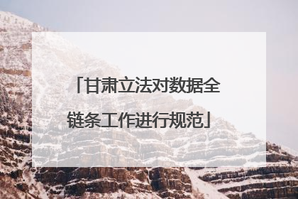 甘肃立法对数据全链条工作进行规范