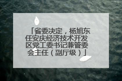 省委决定，杨旭东任安庆经济技术开发区党工委书记兼管委会主任（副厅级）