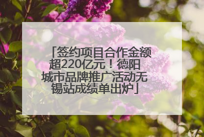 签约项目合作金额超220亿元！德阳城市品牌推广活动无锡站成绩单出炉