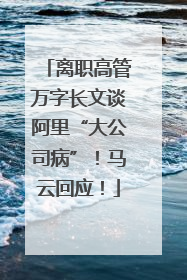 离职高管万字长文谈阿里“大公司病”！马云回应！