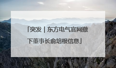 突发｜东方电气官网撤下董事长俞培根信息