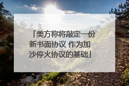 美方称将敲定一份新书面协议 作为加沙停火协议的基础