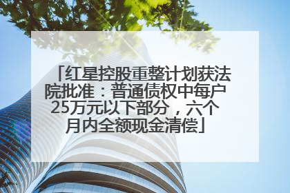 红星控股重整计划获法院批准：普通债权中每户25万元以下部分，六个月内全额现金清偿