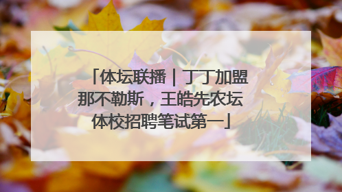体坛联播｜丁丁加盟那不勒斯，王皓先农坛体校招聘笔试第一