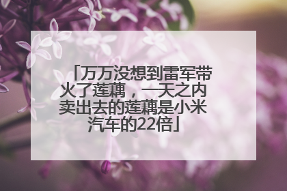 万万没想到雷军带火了莲藕，一天之内卖出去的莲藕是小米汽车的22倍