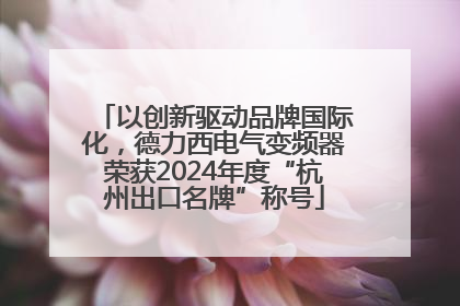 以创新驱动品牌国际化，德力西电气变频器荣获2024年度“杭州出口名牌”称号