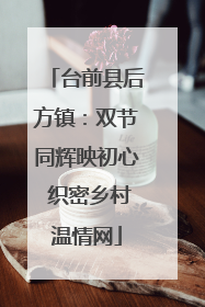 台前县后方镇：双节同辉映初心 织密乡村温情网
