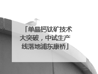 单晶钙钛矿技术大突破，中试生产线落地浦东康桥