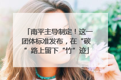 南平主导制定！这一团体标准发布，在“碳”路上留下“竹”迹