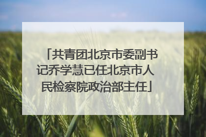 共青团北京市委副书记乔学慧已任北京市人民检察院政治部主任