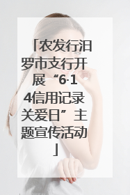农发行汨罗市支行开展“6·14信用记录关爱日”主题宣传活动
