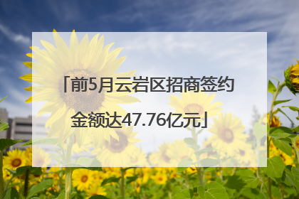 前5月云岩区招商签约金额达47.76亿元