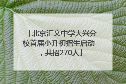 北京汇文中学大兴分校首届小升初招生启动，共招270人