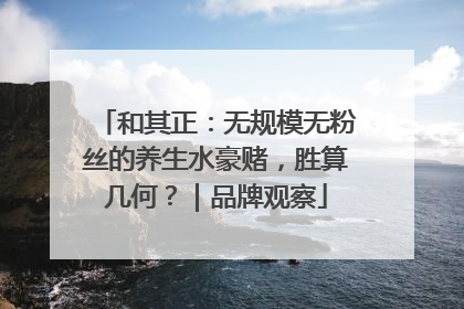 和其正：无规模无粉丝的养生水豪赌，胜算几何？｜品牌观察