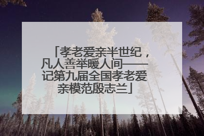 孝老爱亲半世纪，凡人善举暖人间——记第九届全国孝老爱亲模范殷志兰