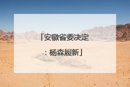 安徽省委决定：杨森履新