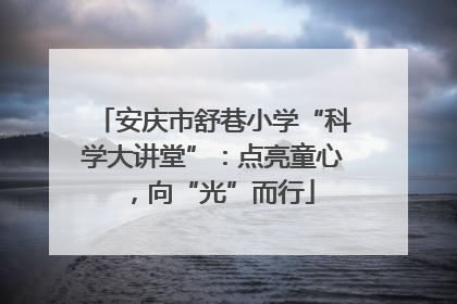 安庆市舒巷小学“科学大讲堂”：点亮童心，向“光”而行