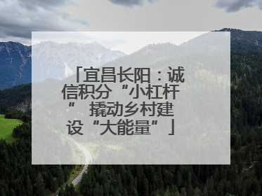 宜昌长阳：诚信积分“小杠杆” 撬动乡村建设“大能量”