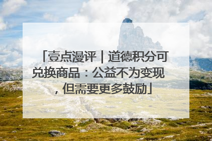壹点漫评｜道德积分可兑换商品：公益不为变现，但需要更多鼓励