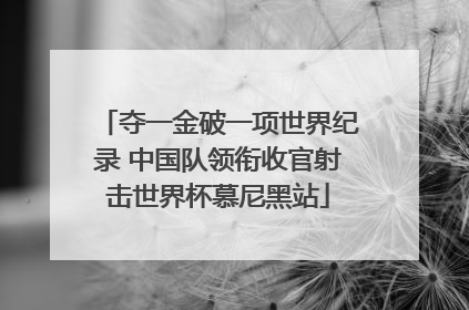 夺一金破一项世界纪录 中国队领衔收官射击世界杯慕尼黑站