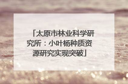太原市林业科学研究所：小叶杨种质资源研究实现突破