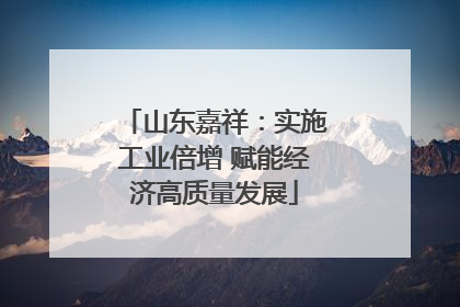 山东嘉祥：实施工业倍增 赋能经济高质量发展