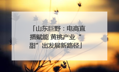 山东巨野：电商直播赋能 黄桃产业“甜”出发展新路径