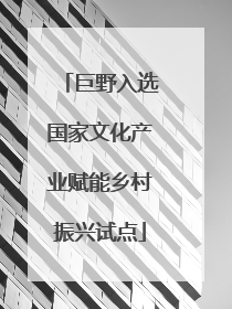 巨野入选国家文化产业赋能乡村振兴试点
