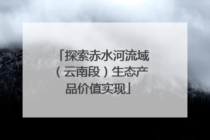 探索赤水河流域（云南段）生态产品价值实现