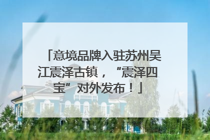 意境品牌入驻苏州吴江震泽古镇，“震泽四宝”对外发布！