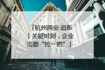 杭州两会·追新丨关键时刻，企业需要“拉一把”