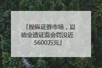 操纵证券市场，夏德全遭证监会罚没近5600万元