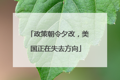 政策朝令夕改，美国正在失去方向