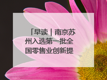 早读｜南京苏州入选第一批全国零售业创新提升试点城市