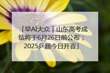 早AI大众｜山东高考成绩将于6月26日前公布；2025乒超今日开赛