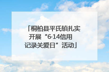 桐柏县平氏镇扎实开展“6·14信用记录关爱日”活动