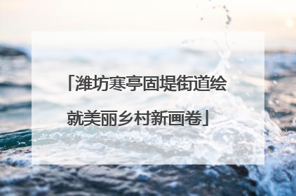 潍坊寒亭固堤街道绘就美丽乡村新画卷