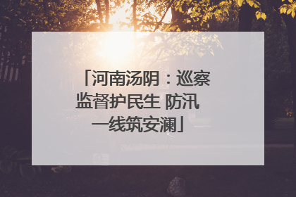 河南汤阴：巡察监督护民生 防汛一线筑安澜