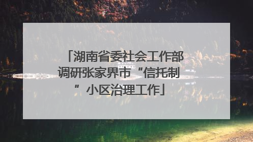 湖南省委社会工作部调研张家界市“信托制”小区治理工作