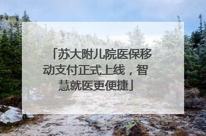 苏大附儿院医保移动支付正式上线，智慧就医更便捷