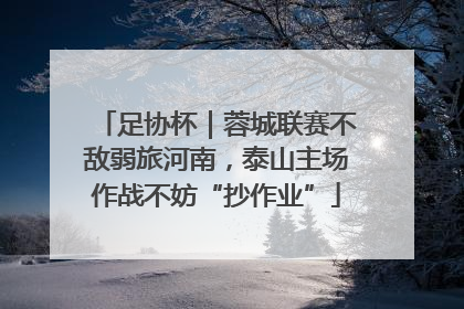 足协杯｜蓉城联赛不敌弱旅河南，泰山主场作战不妨“抄作业”