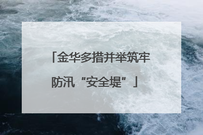 金华多措并举筑牢防汛“安全堤”