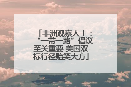 非洲观察人士：“一带一路”倡议至关重要 美国双标行径贻笑大方