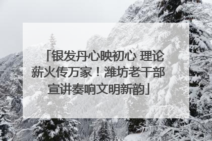 银发丹心映初心 理论薪火传万家！潍坊老干部宣讲奏响文明新韵
