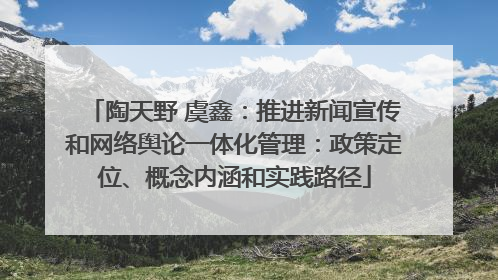 陶天野 虞鑫：推进新闻宣传和网络舆论一体化管理：政策定位、概念内涵和实践路径