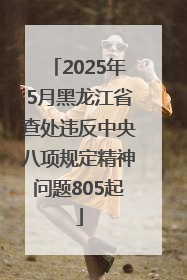 2025年5月黑龙江省查处违反中央八项规定精神问题805起